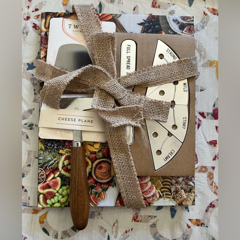 Charcuterie Board Accessory Set - Cheese Plane, Markers & Spreaders & Board Book